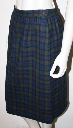 PENDLETON Skirt 12P Argyle Tartan Plaid Wool Straight Navy Blue Black Red - Picture 4 of 6