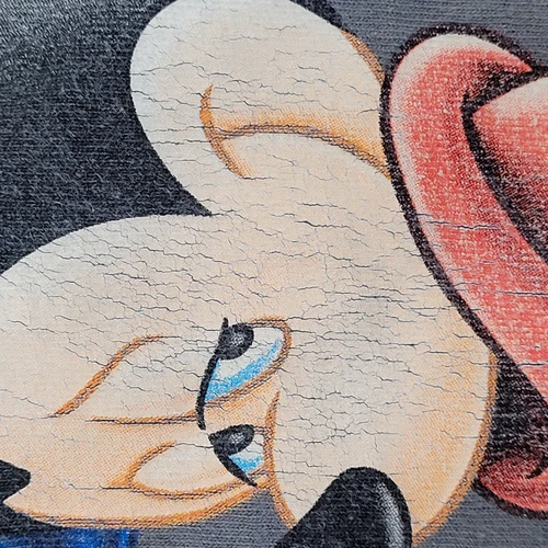 Vintage Y2K Mickey Mouse Crop-Top Shirt Women 2XL 25x23 Blue