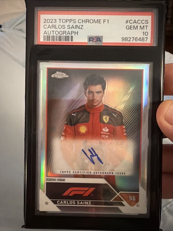 2023 Topps Chrome formula 1 F1 Carlos Sainz Refractor Auto PSA 10🔥📈📈🔥AUTO