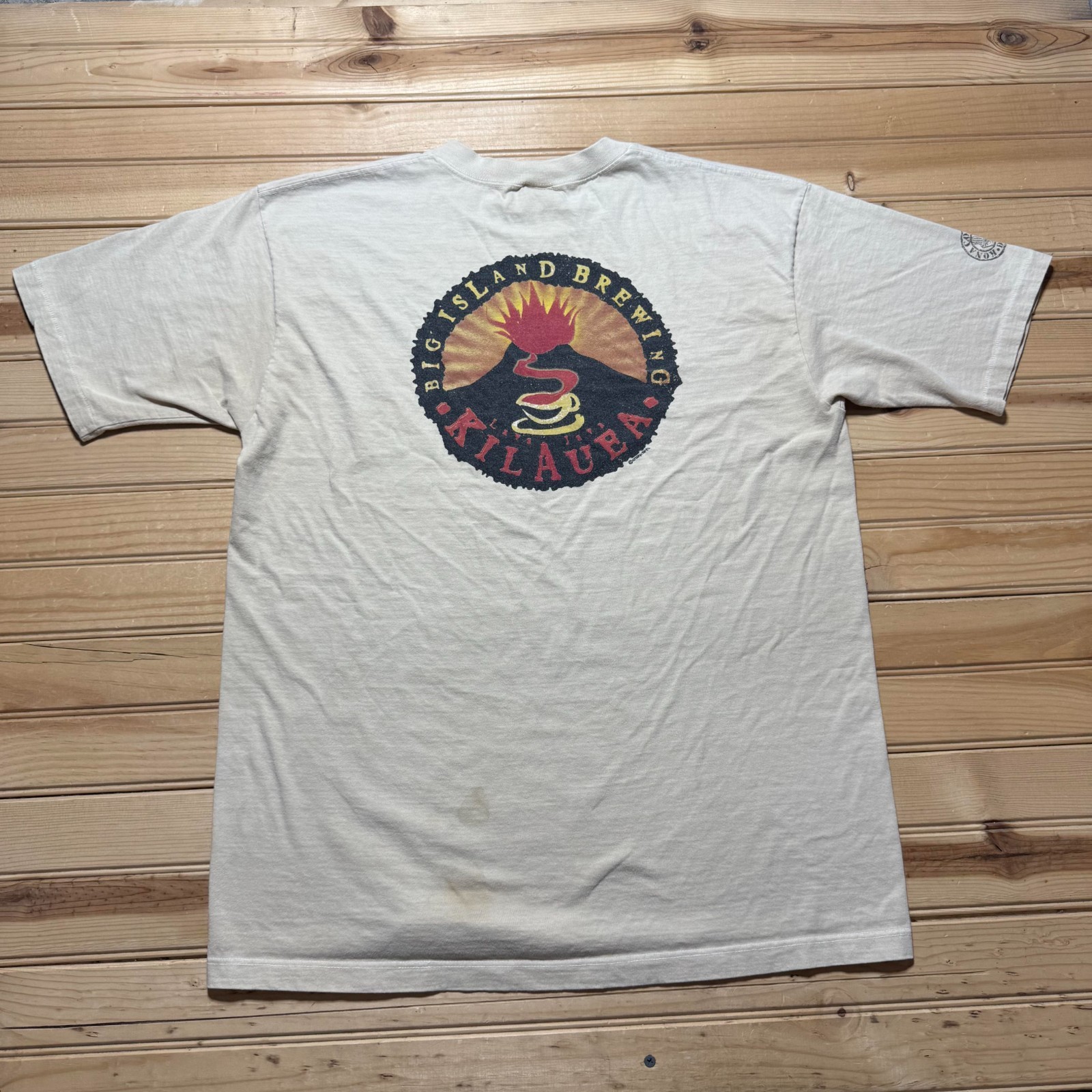 Vintage 90s Kilauea Lava Java Big Island Brewing Kona Coffee Dyed T-Shirt Large