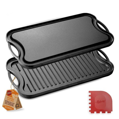#ad #ad NutriChef Kitchen Plate Reversible Cast Iron Griddle Classic Flat Grill Pan $55.99
