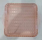 Vintage Anchor Hocking Pink Depression Glass Tray 8.5 Inches Square with Handles