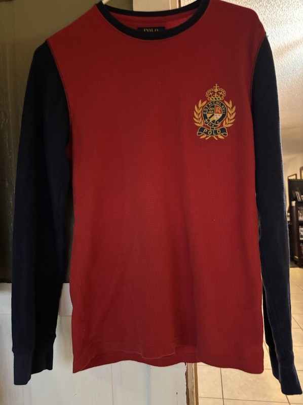 ralph lauren polo shirt Red With Emblem And Blue Long Sleeve Men’s Small