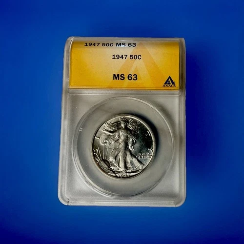 1947 P Walking Liberty Silver Half Dollar ANACS MS63