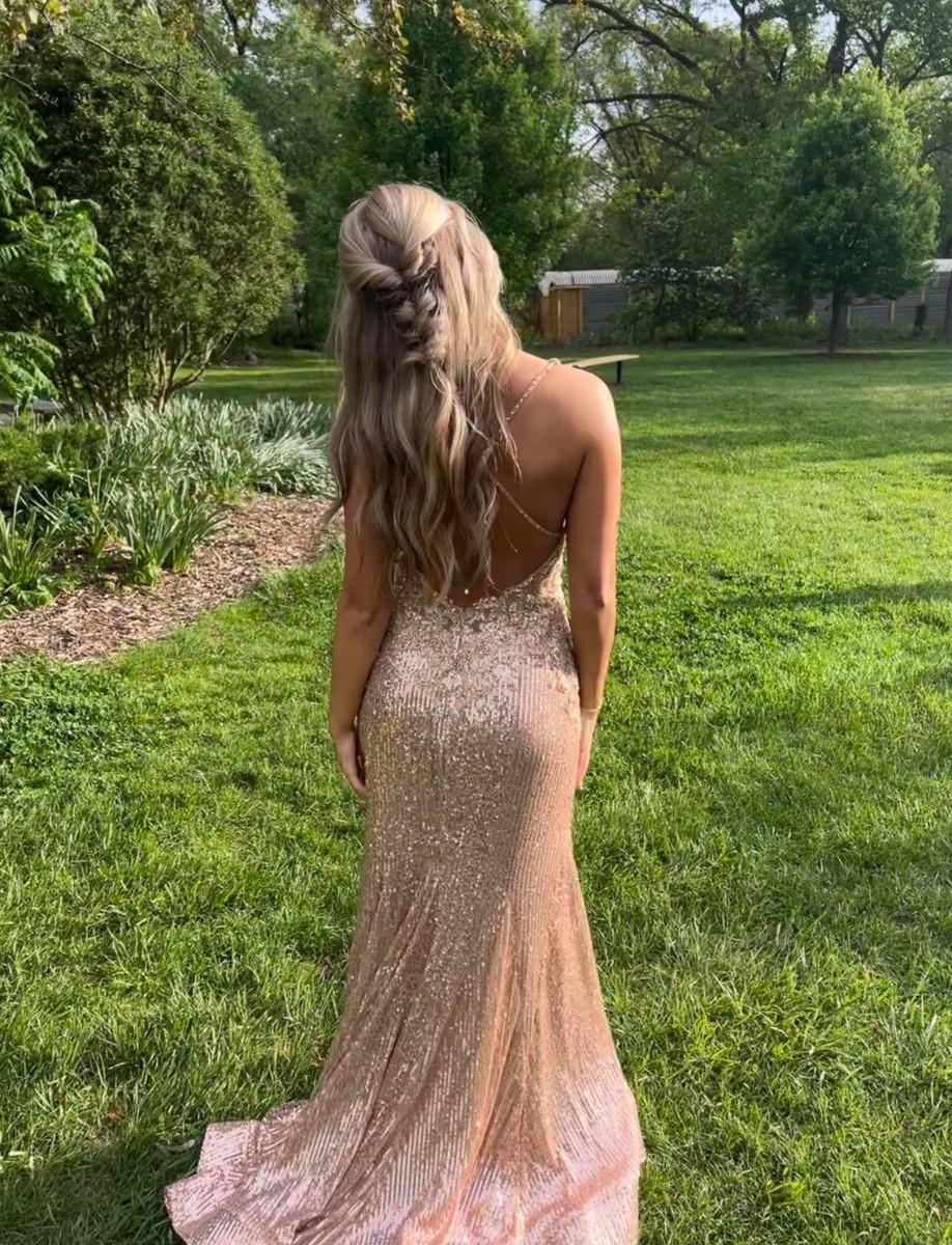 Gold Sequin Sleeveless V-Neck Formal Gown Lined Long Maxi Dress for Women | eBay Gold Sequin Sleeveless V-Neck Formal Gown Lined Long Maxi Dress for Women | eBay