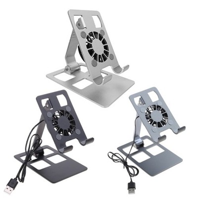 Folding Cellphone Stand with Cooling Fan Desktop Support Phone Holder Radiator