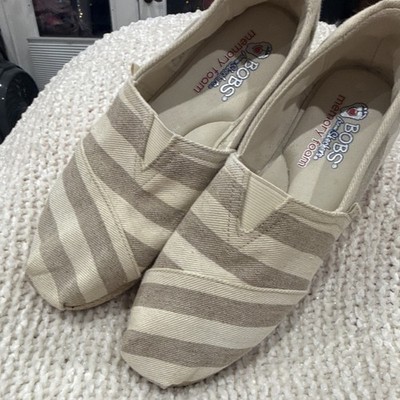 ''BOBS'' by Skechers Flexiadrille memory  Foam Espadrille Slip-On Striped W8