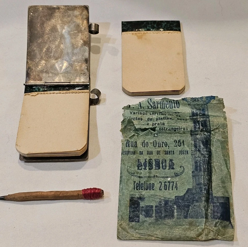 ¿Antiguo bloc de notas de plata de ley? Mini pintura esmaltada estampada para dama  Foto 3 de 4