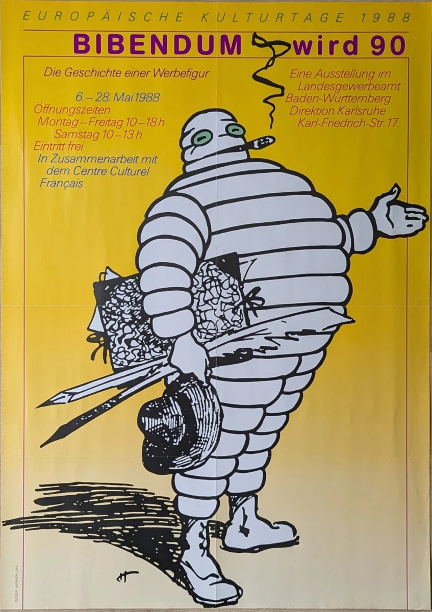 Poster Plakat - Bibendum Michelin-Männchen - Werbegeschichte - Karlsruhe 1988