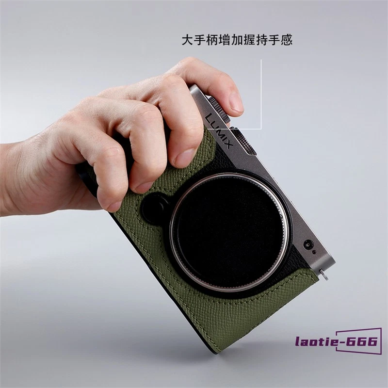 Medio estuche con agarre de cuero para cámara Panasonic S9 inserción de metal milicase hecho a mano  Foto 4 de 4