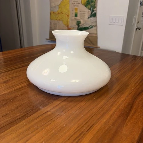 Vintage White Milk Glass Lamp Shade Oil Kerosene 10” Fitter Sexy Shape 6.5” Tall