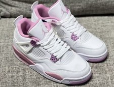 Jordan Air Jordan 4 Retro Shimmer Women's White Pink Leather Mesh Lace-Up Sneak  