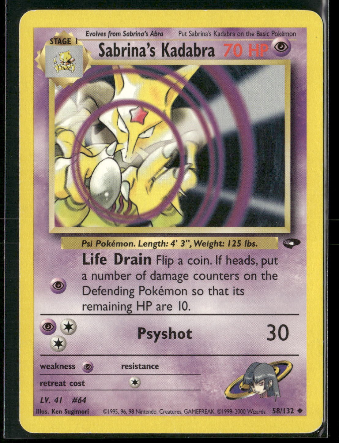 Sabrina's Kadabra 58/132 Uncommon Gym Challenge Pokemon Moderately Played