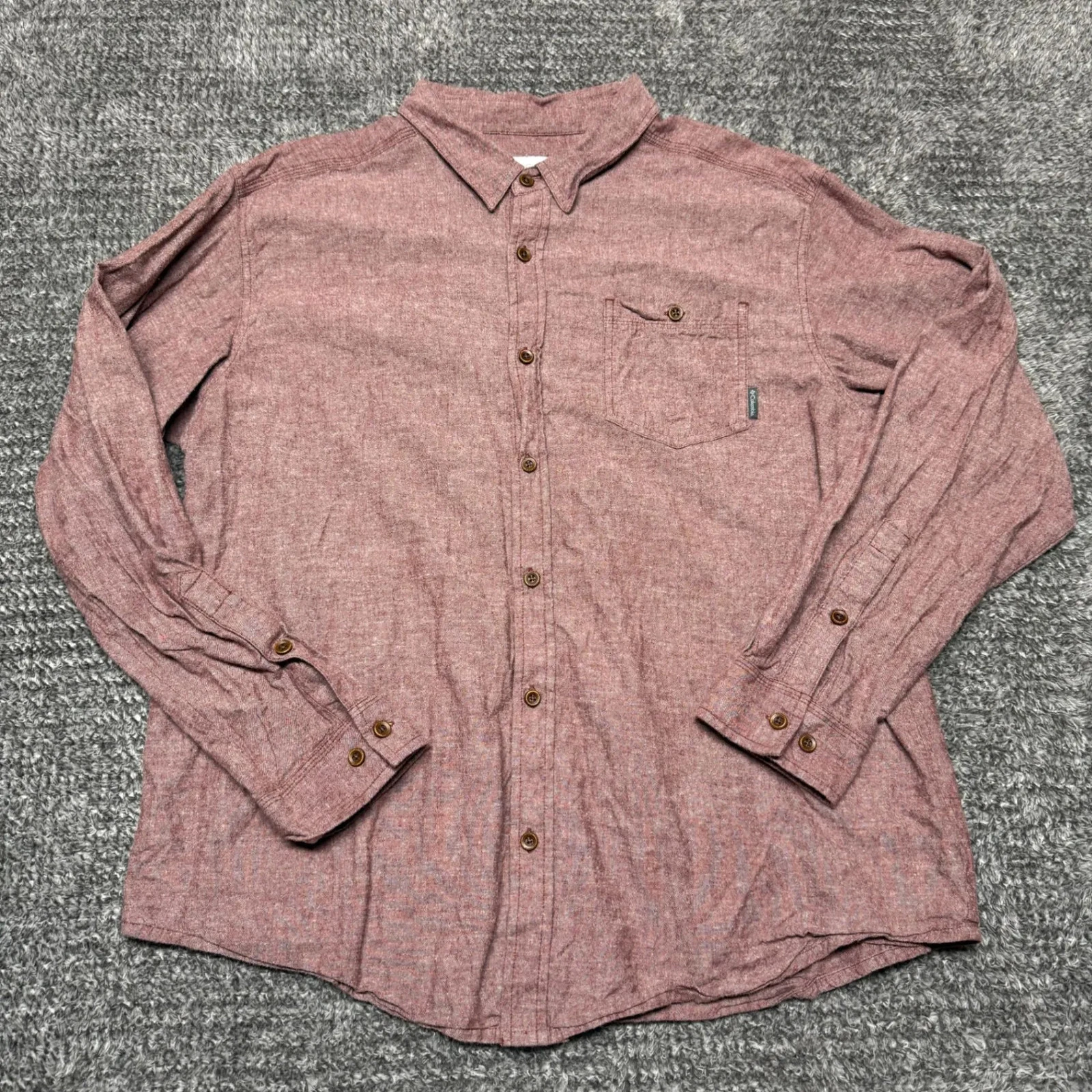 Columbia Mens Long Sleeve Button Up Shirt XL Red Flannel Outdoor Hiking