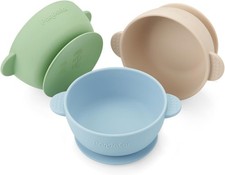 3 Pack Baby Bowls with Suction Base Multicolor Silicone Onesize 3 Items Baby