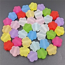 Frosted Spaced Beads 20pcs 15mm Acrylic Flower Shape DIY For Jewelry Making ;