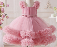 MQATZ Wholesale Kids Clothing kids Frock Design Girls Ruffle Tulle Beaded Party