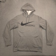 Nike Baseball Dri FIT Hoodie Men L Gray Fleece Pullover BQ8456 063