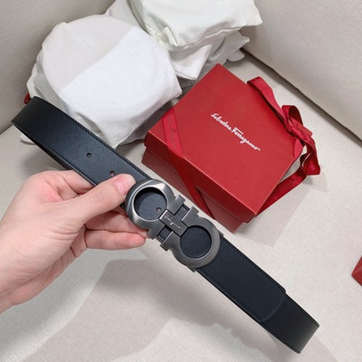 #ad Reversible Salvatore Ferragamo Belt Gancino Mens 1.38inch Gunmetal Buckle $95.00