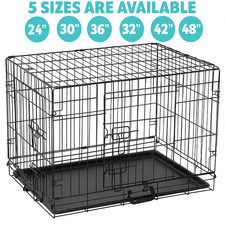 Dog Crate Extra Large Puppy Pet with Removal Tray & 2 Doors Folding Cage Train