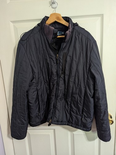 Vintage Polo Ralph Lauren Herren Jacke Gr. Large blau Fleece gefüttert Stepp Kapuze - Bild 1 von 6
