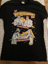1992 Vintage WWF Wrestlemania 8 VIII 2 Sided Shirt Large Hogan Savage Flair Sid
