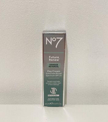 No7 Future Renew Damage Reversal DayCream Sunscreen SPF 25 0.5oz. Exp. 12/2025