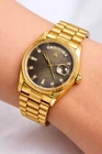 Vintage Rolex 18K Yellow Gold Day-Date 8723 Diamond Dial 6” Estate Watch
