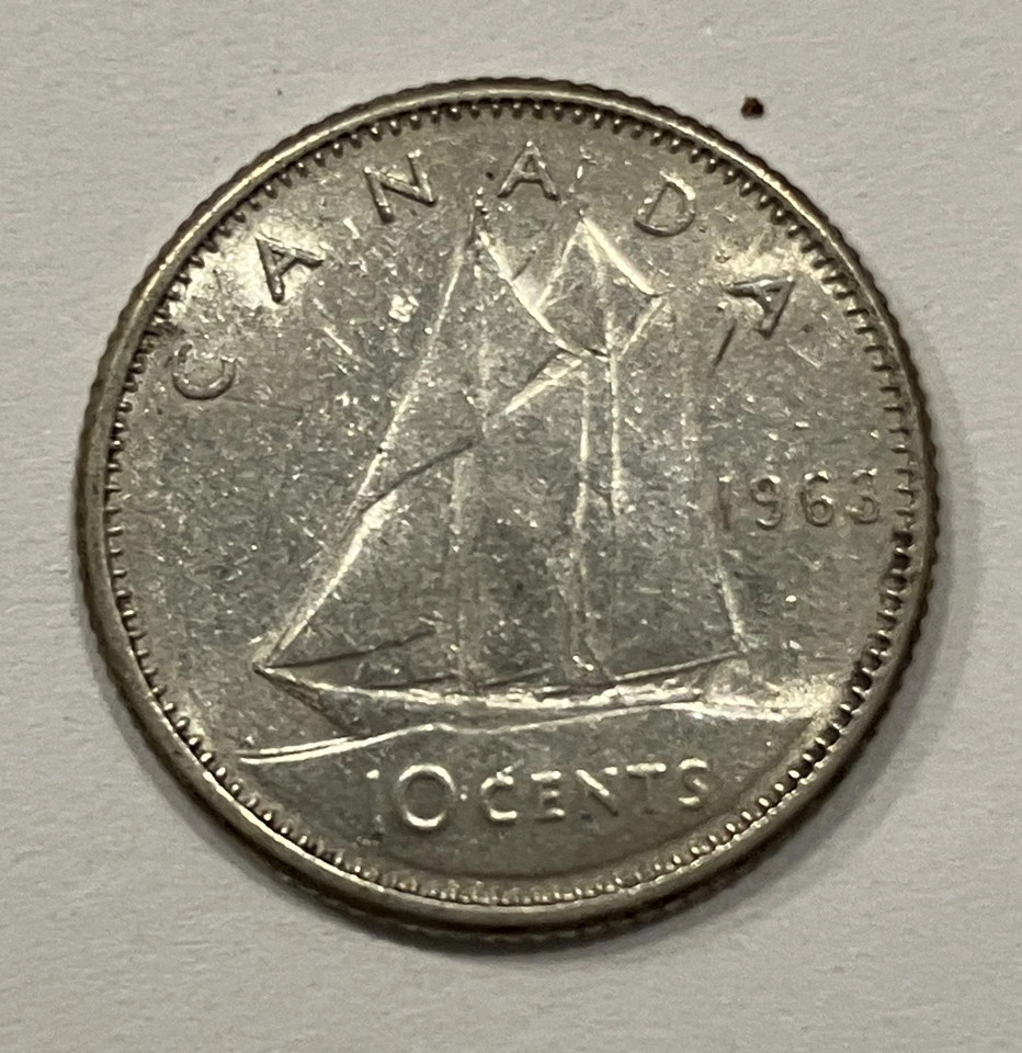 1963 CANADA 10C SILVER DIME ERROR DIE DAMAGE RUST PITS  F1011 - Image 4 of 4