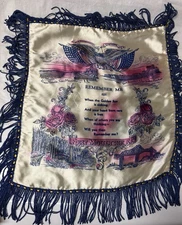 WWII Fort Moultrie SC Satin Fringed Pillow Case White Remember Me