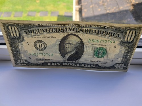 1969 10 Dollar US Currency Note Front Off Center Print - Picture 12 of 14