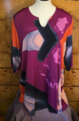 SELECTION BY ULLA POPKEN ~ PSYCHEDELIC 2 PC. STRETCHY TUNIC  TOP & PANTS ~ 28/30 - Picture 12 of 12