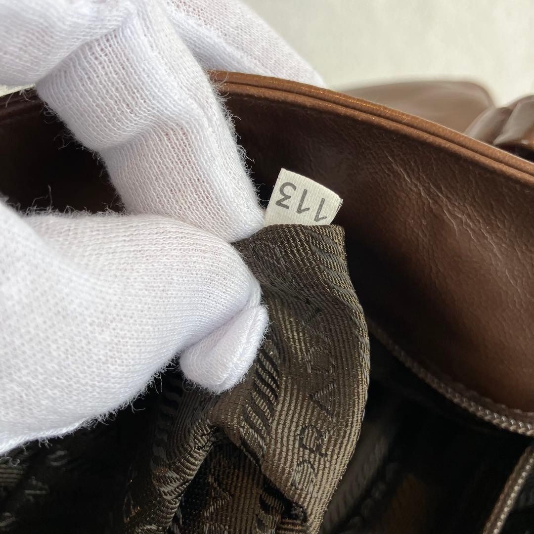 PRADA Logo Leather Tortoiseshell Chain Shoulder Bag Brown thumbnail 15