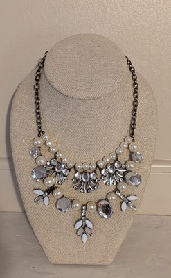 Ladies Beaded Two Layer Necklace Faux Pearls Glass Gemstones