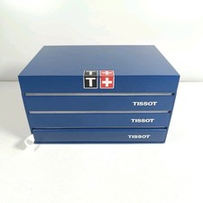 Tissot Vintage Watch Box Blue w/ Analog Watch User Manual Booklet Original Case 