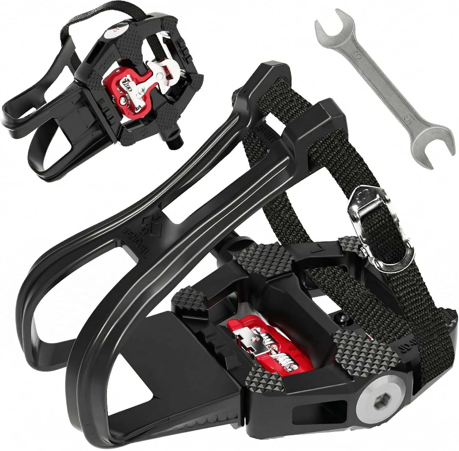 SPD Bike Pedals with Toe Cages, 9/16'', Dual Function with S