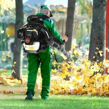 52CC Gas Powered Backpack Leaf Blower 550CFM 2-Stroke 1.7HP Snow Blowers Garden 