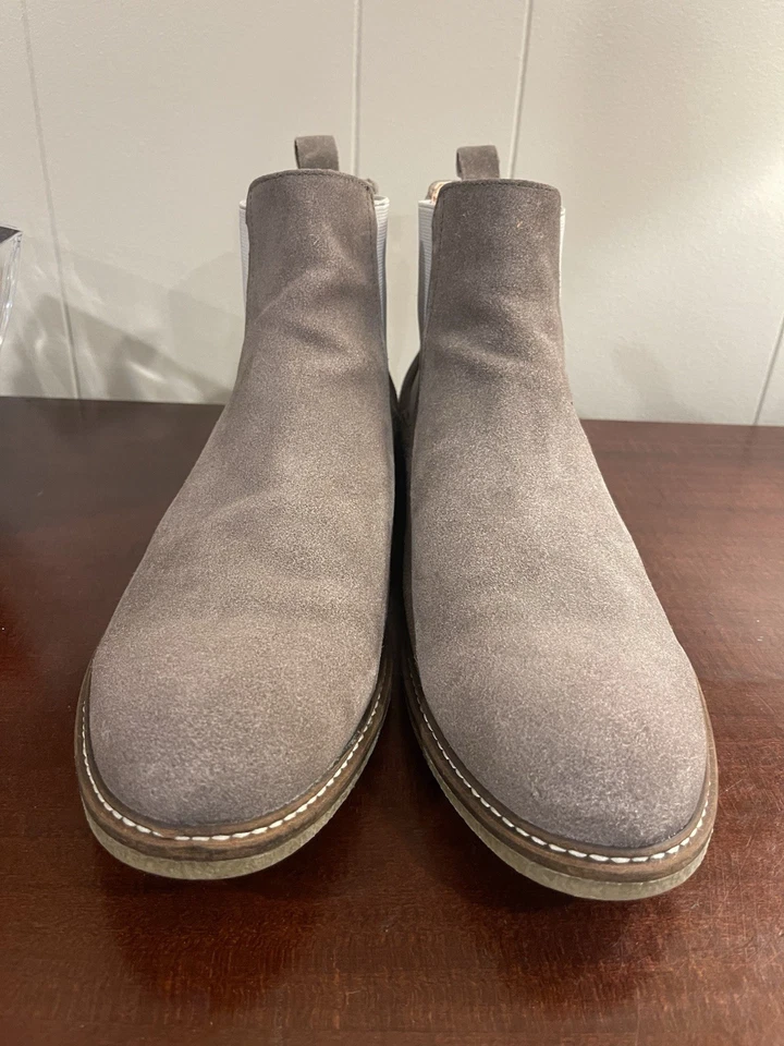 Rush Gordon Rush Clyde Gray Suede Leather Pull On Chelsea Boots Size 11.5 EUC - Image 4 of 4