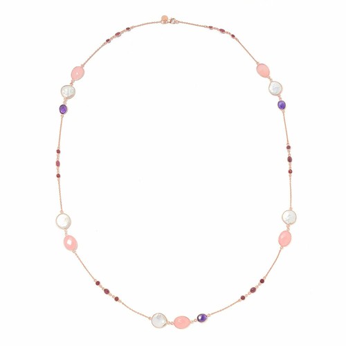 Meher's Jewelry 36" Multi Gemstone & Cultured Pearl Station Necklace - Picture 2 of 4