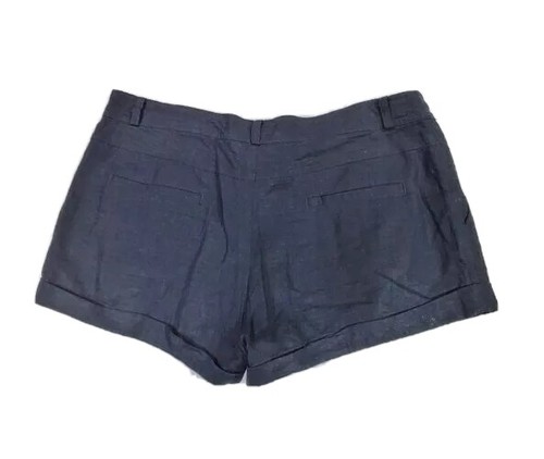 Forever 21 Junior’s Black Pleated Rolled Cuff Linen Blend Wide Leg Shorts Sz 29 - Picture 2 of 3
