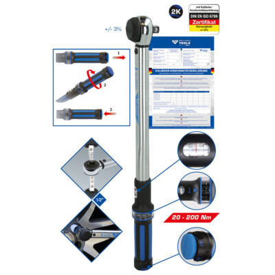 KS TOOLS BRILLIANT  1/2'' Drehmomentschlüssel mit Drehknopf 20-200NM Drehmoment