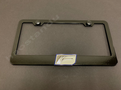 1x ''F'' 3D Emblem BLACK Stainless License Plate Frame RUST FREE + Screw Cap (W)