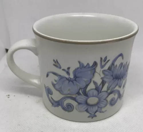 Royal Doulton Inspiration Coffee Mug Cup 1970s Vintage Blue White Floral