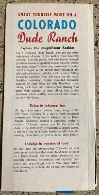 COLORADO DUDE RANCH FISHING MAP VINTAGE FOLD-OUT BROCHURE PAMPHLET