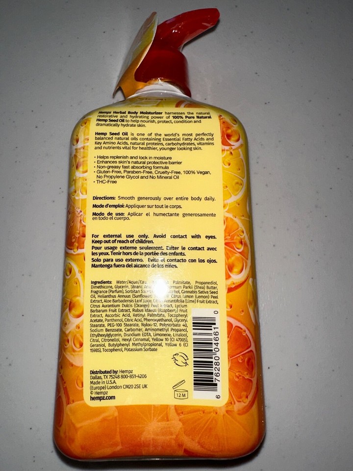 Hempz Goji Orange Lemonade Herbal Body Moisturizer, 17 oz Limited