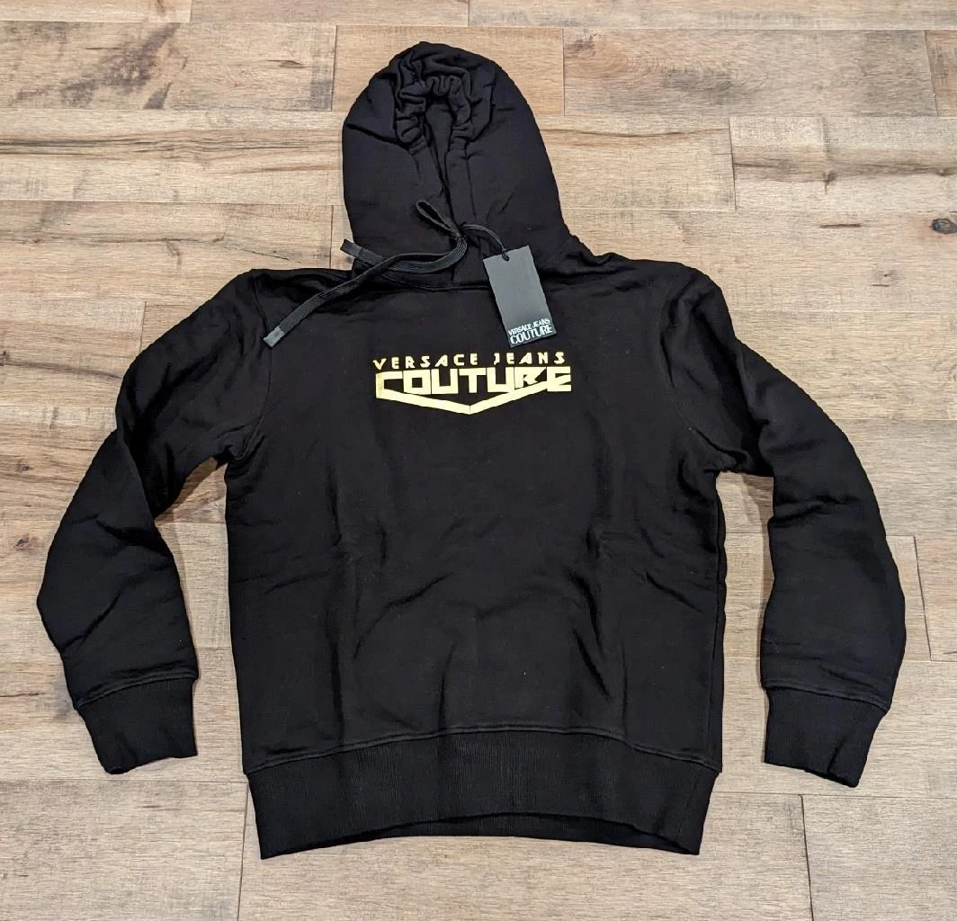 $400 Mens Versace Jeans Couture Bonded Logo Pullover Hoodie Black/Gold 2XL  | eBay