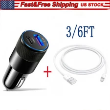 2 Port USB Fast Car Charger Type-C Quick Charge Adapter For iPhone 13/12/11
