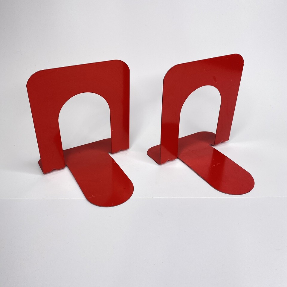 Vintage Metal Mid Century Modern Red Bookends Rogers Madison WI eBay