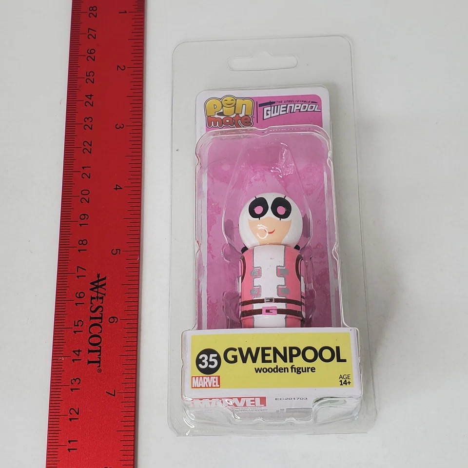Marvel Gwenpool Madera Pin Mate Figura Little People Deadpool Película Wolverine 35 Foto 2 de 4