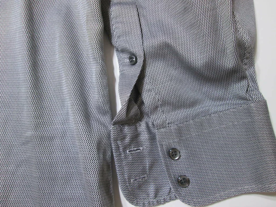 Camisa de vestir John W. Nordstrom para hombre talla 34 gris 100 % algodón manga larga bolsillo Foto 4 de 4